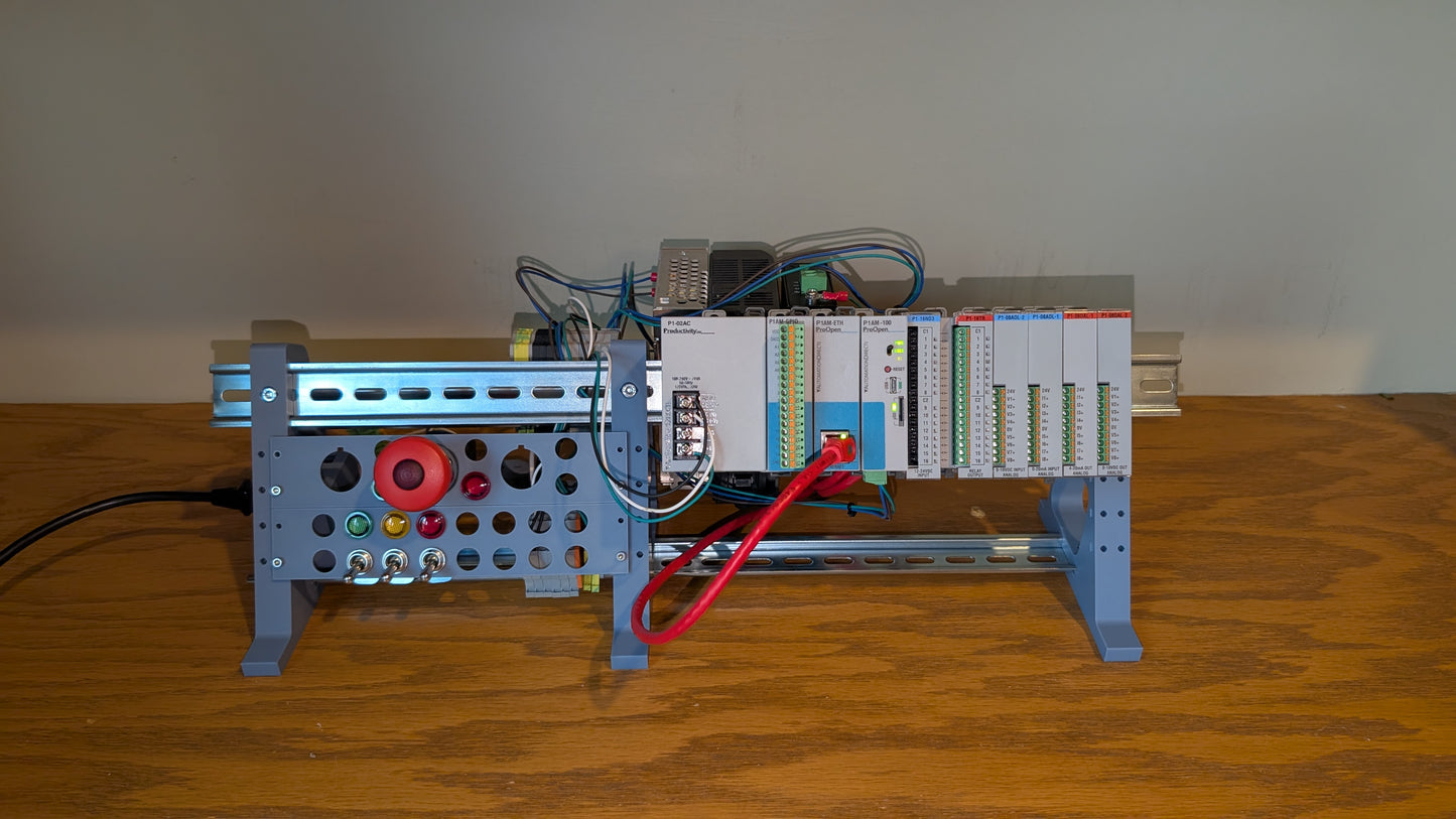 Desktop DIN Rail Stand and PLC Trainer: Full Kit - Powered