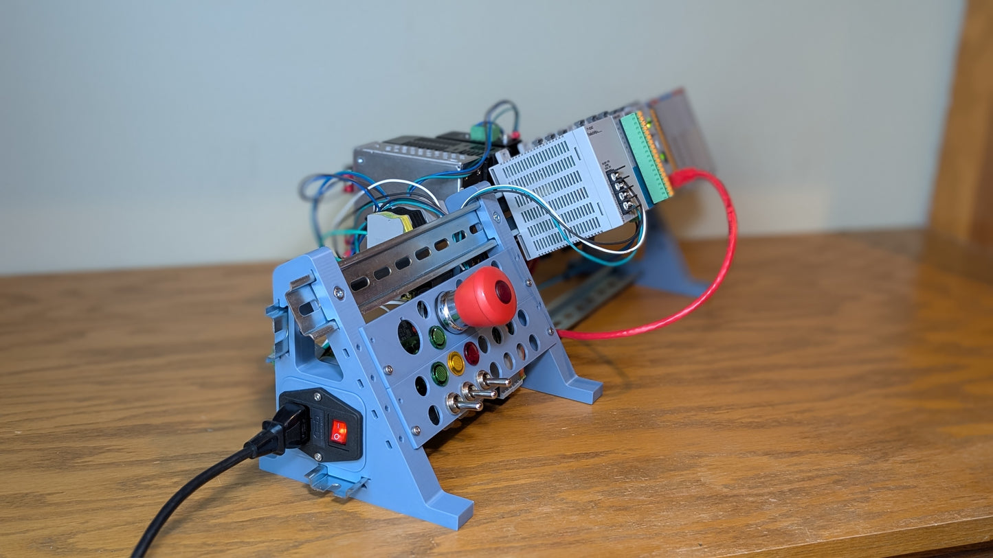 Desktop DIN Rail Stand and PLC Trainer: Full Kit - Powered